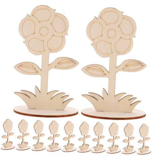 TOKIDNY 12 Stück Teiliges Unvollendete Holzblumen Bastelset zum Bemalen Glatte Oberfläche DIY Holzblumen Dekoration für Handwerk und Kreative Projekte zu Hause und Feiern von TOKIDNY