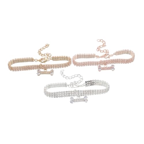 TOKIDNY 3stücke Hundehalsband Katzenhalsband Strass Knochenförmig Verstellbar Ausgefallenes Design Für Kleine Haustiere Party Urlaub von TOKIDNY