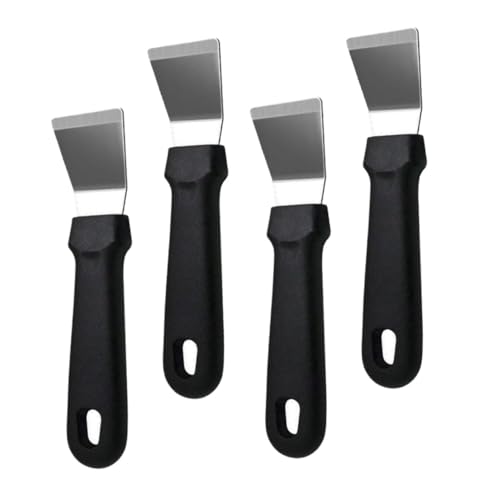 TOKIDNY 4 Stück Teiliges Edelstahl reinigungsset mit Gebogenem Schaber Robustes Kleberückstände entferner Werkzeug für Fliesen Glas und Wand Rutschfester Griff für Haushalt und von TOKIDNY