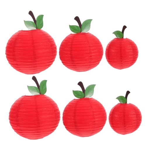 TOKIDNY 6 Stück Teiliges Apfel Papierlaternen Rote Früchte Hängedekorationen für Schulanfang Vielseitige Wiederverwendbare Apfelförmige Lampions für Klassenzimmer Partys und Geburtstage von TOKIDNY