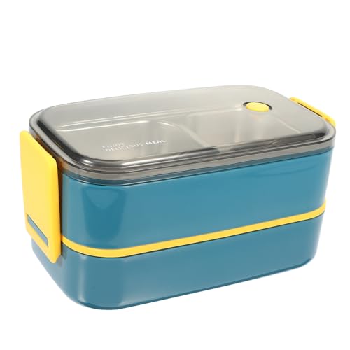 TOKIDNY Edelstahl Thermobehälter Lunchbox für Studenten Doppelstöckiger Mikrowellengeeigneter Warmhaltebehälter Auslaufsicher Tragbare Brotdose für Büro und Schule Blau von TOKIDNY