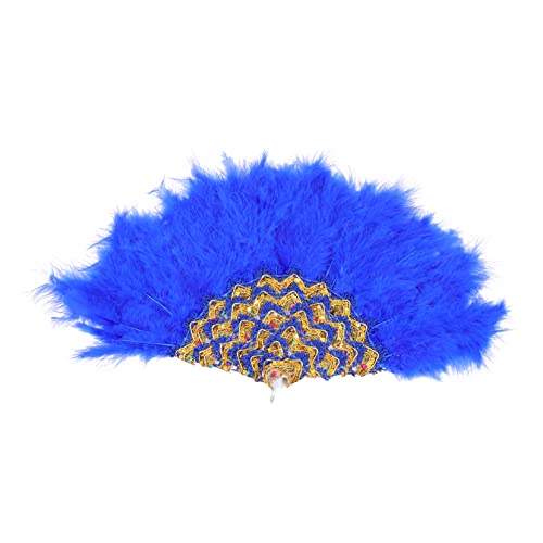 TOKIDNY Eleganter Braut Federfächer Blau Flexibler Handfächer für Hochzeit Masquerade Party Modisches Bühnenaccessoire Langlebiger Federkragen Dekoration und Fotoshooting Requisite von TOKIDNY