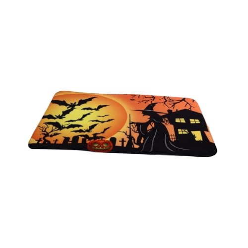 TOKIDNY Halloween Fußmatte rutschfeste Bodenmatte mit Dekorativem Kürbis-Motiv Saugfähige Türmatte für Badezimmer Schlafzimmer Flur und Küche Praktische Anti-rutsch Schutzmatte von TOKIDNY