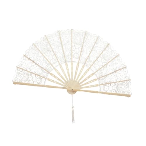 TOKIDNY Handgefertigter Bambus-spitzen-faltfächer Eleganter Langlebiger Handventilator für Erwachsene Dekorativer Fächer für Hochzeit Tanz Fotorequisiten und Raumdekoration Gelb von TOKIDNY