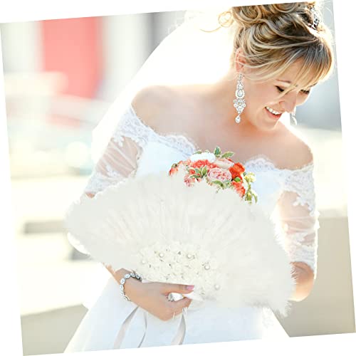 TOKIDNY Hochwertiger Feder Fächer mit Rosenblüten Leicht und Tragbar Hochzeit Dekoration für Braut und Trauzeugin Langlebiger Handfächer mit Klassischem Design von TOKIDNY