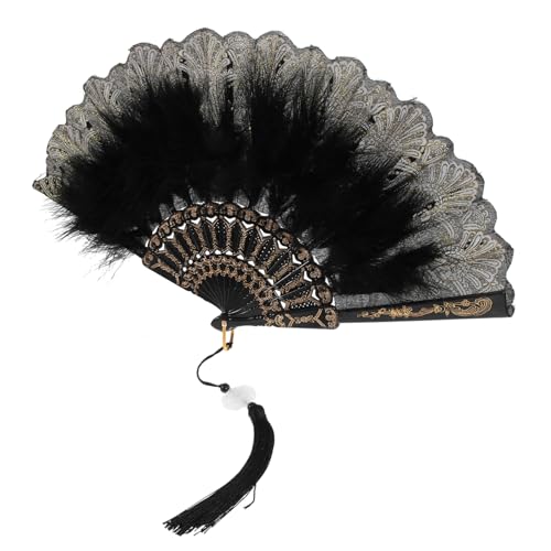 TOKIDNY Plume Fächer Handfächer mit Gestickter Feder Klappbar Eleganter Brautfächer für Hochzeit Tanzparty und Dekoration von TOKIDNY