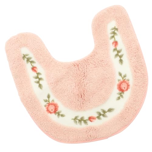 TOKIDNY U förmige rutschfeste Toilettenmatte Bequem Komfortabel Badezimmerteppich Dekorative Wc unterlage für Haushalt Seniorengerecht rutschfeste Badematte Rosa von TOKIDNY