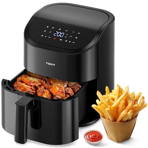 TOKIT 4.5L Luftfritteuse mit 10 Funktionen – Ideal für Anfänger – 360° Heißluft – 95% weniger Fett – 1500W Schnellkochfunktion – Kompakt & platzsparend TOKIT 4.5L Luftfritteuse mit 10 Funktionen – Ideal für Anfänger – 360° Heißluft – 95% weniger Fett – 1500W Schnellkochfunktion – Kompakt & platzsparend von TOKIT