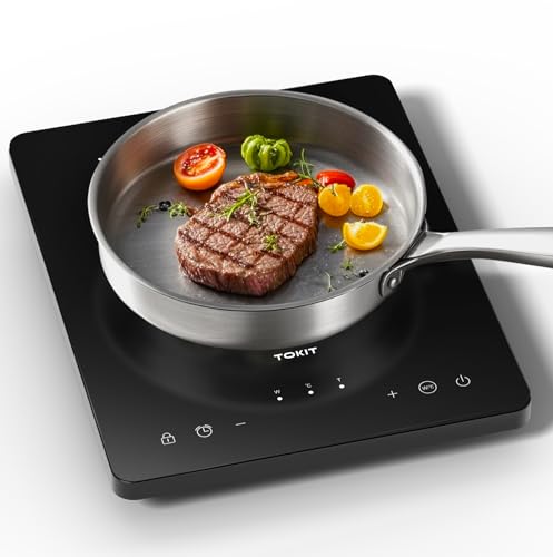 TOKIT Induktionskochplatte 2000W, Induktionskochplatte M1 mit Einzel 9 Feuerstufen Touch Bedienung, Timer 90 Minuten, 40mm Ultradünn, Schwarz für Küche, Wohnheim, Camping TOKIT Induktionskochplatte 2000W, Induktionskochplatte M1 mit Einzel 9 Feuerstufen Touch Bedienung, Timer 90 Minuten, 40mm Ultradünn, Schwarz für Küche, Wohnheim, Camping von TOKIT