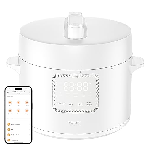 TOKIT Pressure Cooker 5L, Reiskocher Multikocher Druckkochtopf, Elektrischer Schnellkochtopf mit 14 Kochprogramme, Schongarer Joghurtbereiter, MiHome Smart Control Antihaftbeschichtete Innentopf von TOKIT