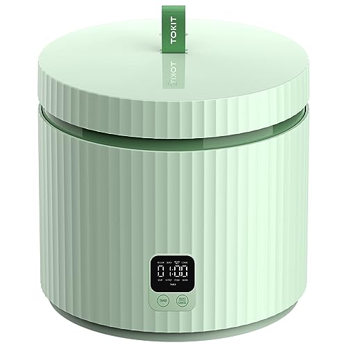 TOKIT Rice Cooker 1.5L Pro Reiskocher Klein Mini aber Multifunktionen mit Display-Touch-Taste für 1-3 Personen Keramisch beschichteter Antihaft-Innenreistopf(Grün) von TOKIT