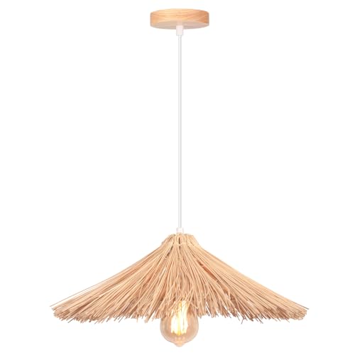 TOKIUS Hängelampe Bambus, 40CM Pendelleuchte Esstisch Vintage Hängeleuchte Geflochten Kronleuchter im Boho Stil E27 Deckenlampe Hängeleuchte für Schlafzimmer Wohnzimmer Esszimmer (Typ B) von TOKIUS