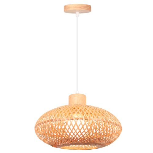 TOKIUS Hängelampe Bambus und Holz, 30CM Pendelleuchte Esstisch Vintage Hängeleuchte Geflochten Kronleuchter im Boho Stil E27 Deckenlampe Hängeleuchte für Schlafzimmer Wohnzimmer Esszimmer TOKIUS Hängelampe Bambus und Holz, 30CM Pendelleuchte Esstisch Vintage Hängeleuchte Geflochten Kronleuchter im Boho Stil E27 Deckenlampe Hängeleuchte für Schlafzimmer Wohnzimmer Esszimmer von TOKIUS
