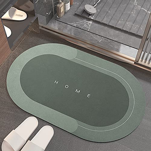 Super Absorbierende Bodenmatte, Großer Schnelltrocknender Badezimmerteppich, Maschinenwaschbarer Großer Teppich Für Das Wohnzimmer, Einfache Küchentürmatte (40 x 60 cm, Oval Grün) von TOKLYUIE