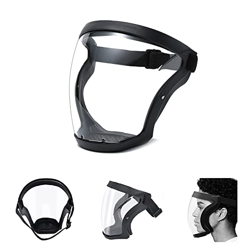 Apomkjoe Super Protective Face Shield - Full Shield Visor, Durable Transparent Face Mask Clear, HD Anti-Fog Reusable Face Protective Cover - for Male Female Adults (Black) von Apomkjoe