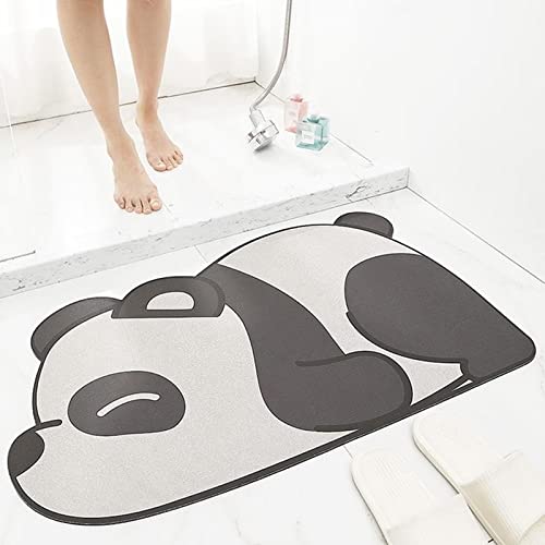 TOKLYUIE Super saugfähige Badematte, niedliche Cartoon-Badezimmer-Eingangs-Anti-Rutsch-Matten, saugfähige Bodenmatten für das Haushaltsbad, schnell trocknender Teppich (60_x_40_cm, Panda) von TOKLYUIE