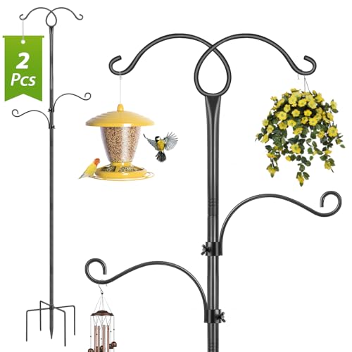Vogelfutterspender zum Aufhängen, 193 cm, freistehende Vogelfutterstationen, robuste Metall-Schäferhunde, Ganoven Haken für Garten, Schwarz, 2 Stück von TOKPLNU