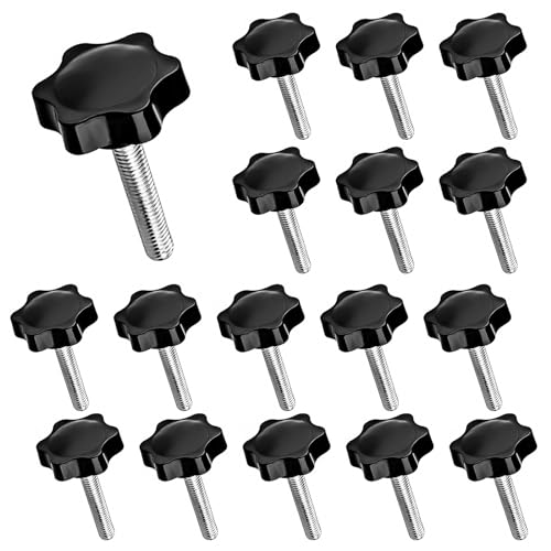 TOKSEO 16 Stück Sterngriffschraube M8, Schrauben mit Griff Rändelschraube M8x40mm, Sternkopfschraube, Sternschrauben, Gewinde Stern Klemmknopf, Sternkopf Klemmknopf, Sterngriffmutter M8 (Schwarz) von TOKSEO