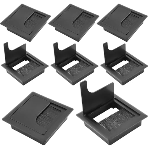 TOKSEO 8 Stück Kabeldurchführung Schreibtisch, 79 x 79 mm Quadratische Kabeldurchführung, Kunststoff Kabeldurchlass für Schreibtisch, Computertisch (schwarz) von TOKSEO