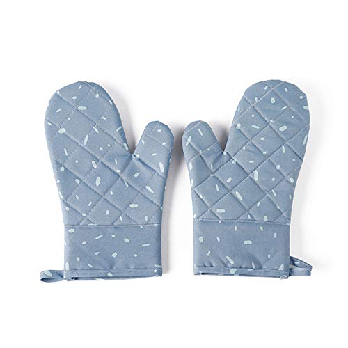 Ofenhandschuhe und 2 Topflappen Set Topfhandschuhe Backofenhandschuhe Hitzebeständige für Kochen & Backen Haushalt Bäckerei Hitzebeständigkeit Mikrowelle Backofen Handschuhe (Blau) von TOKYMOON