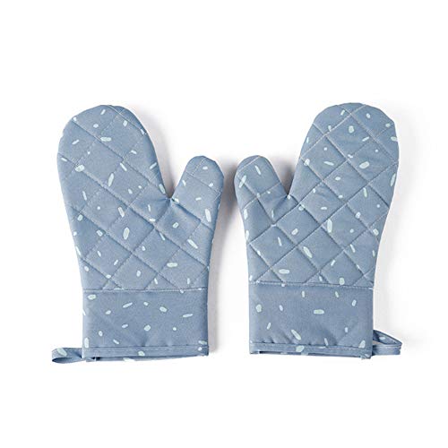 TOKYMOON Ofenhandschuhe und 2 Topflappen Set Topfhandschuhe Backofenhandschuhe Hitzebeständige für Kochen & Backen Haushalt Bäckerei Hitzebeständigkeit Mikrowelle Backofen Handschuhe (Blau) von TOKYMOON