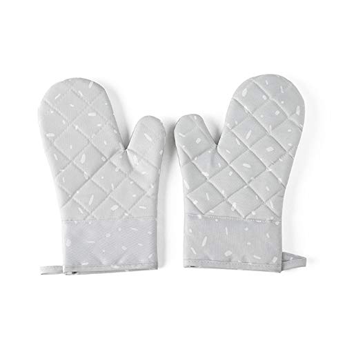 TOKYMOON Ofenhandschuhe und 2 Topflappen Set Topfhandschuhe Backofenhandschuhe Hitzebeständige für Kochen & Backen Haushalt Bäckerei Hitzebeständigkeit Mikrowelle Backofen Handschuhe (Grau) von TOKYMOON