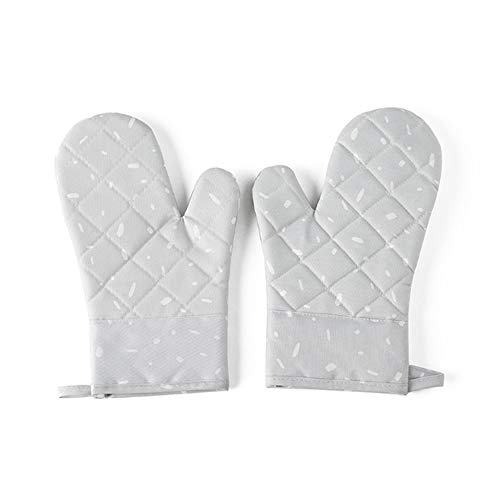 Ofenhandschuhe und 2 Topflappen Set Topfhandschuhe Backofenhandschuhe Hitzebeständige für Kochen & Backen Haushalt Bäckerei Hitzebeständigkeit Mikrowelle Backofen Handschuhe (Grau) von TOKYMOON