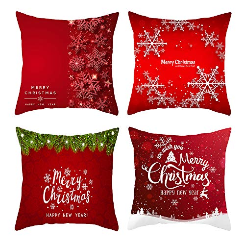 TOKYMOON 4 Pack Weihnachten Kissenbezug 45 x 45 cm Weihnachten Dekoration Kissenhülle Deko Kissenbezug Winter Dekokissen für Zuhause und Sofa Schlafzimmer Dekoration Deko Kissenhülle von TOKYMOON