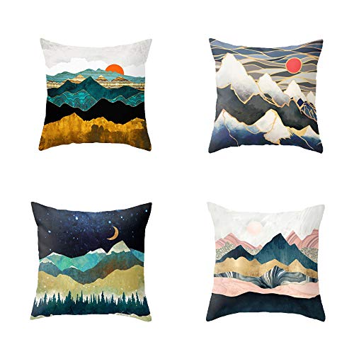 TOKYMOON 4er Set Dekorativ Kissenbezug Geometrische Muster 45x45cm Sofa Büro Dekor Kissenhülle aus Baumwoll und Leinen Dekorative Kissenbezüge Schlafzimmer (Colour zu4) von TOKYMOON