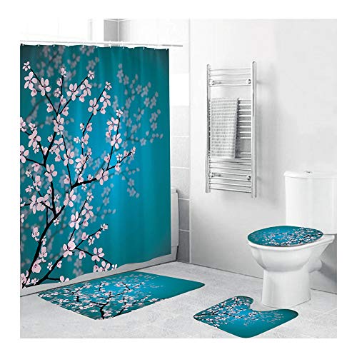 TOKYMOON Blume Duschvorhang mit 12 Ringe Set Wasserdicht Farbfest Schimmel Resistent Beständiges Antibakterielles Badezimmer Vorhänge Badezimmer Duschvorhang Gesetzt Polyester (Pflaumenblüte) von TOKYMOON