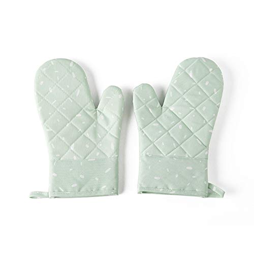 Ofenhandschuhe und 2 Topflappen Set Topfhandschuhe Backofenhandschuhe Hitzebeständige für Kochen & Backen Haushalt Bäckerei Hitzebeständigkeit Mikrowelle Backofen Handschuhe (Grün) von TOKYMOON