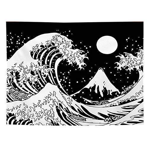 Wandteppich schwarz Wandtuch Tarot Tapisserie Schwarz und Weiß Linien Kunst Wandbehang Wandteppich Mandala Tuch Bohemian Wandtuch für Wohnzimmer Schlafzimmer Wohnkultur (Schwarz 3, 200 x 150 cm) von TOKYMOON