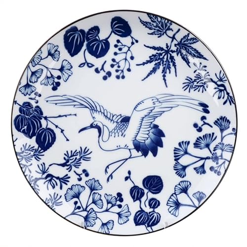 Blau / Weißer Teller Kranich – Flora Japonica – 25,7 x 3 cm von TOKYO design studio