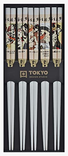TOKYO Design Essstäbchen Edelholz 5er Set Love Design, Japanisches Design Sushi Stäbchen, Chinesisch, Japanisch, Koreanisch, Wiederverwendbare Holz Essstäbchen von TOKYO design studio