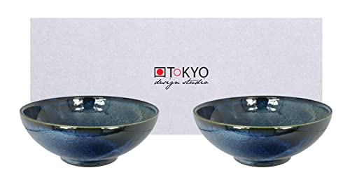 TOKYO design studio, Cobalt Blue, 2 Schalen Set, 2-TLG., Ø 21 cm, Porzellan aus Japan von TOKYO design studio