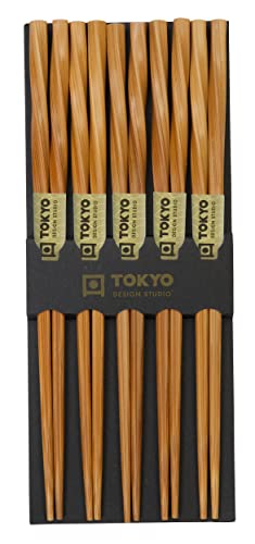 TOKYO design studio ESS-Stäbchen aus Holz, 5-er Set, Twist Basic, 22,5 cm lang von TOKYO design studio