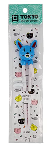 TOKYO design studio ESS-Stäbchen für Kinder, Blau, 18 cm, mit süßem Rabbit als Halterung für Anfänger Mit Hilfringen TOKYO design studio ESS-Stäbchen für Kinder, Blau, 18 cm, mit süßem Rabbit als Halterung für Anfänger Mit Hilfringen von TOKYO design studio