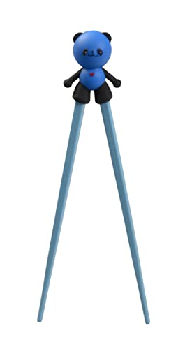 TOKYO design studio ESS-Stäbchen für Kinder, Blau, 22 cm, mit süßem Panda als Halterung für Anfänger, Stäbchen auswechselbar von TOKYO design studio
