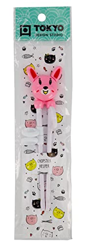 TOKYO design studio ESS-Stäbchen für Kinder, Rosa, 18 cm, mit süßem Rabbit als Halterung für Anfänger Mit Hilfringen TOKYO design studio ESS-Stäbchen für Kinder, Rosa, 18 cm, mit süßem Rabbit als Halterung für Anfänger Mit Hilfringen von TOKYO design studio