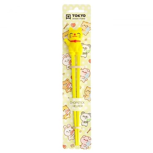 TOKYO design studio ESS-Stäbchen für Kinder, gelb, 22 cm, mit süßer Glücks-Katze als Halterung für Anfänger, Stäbchen auswechselbar TOKYO design studio ESS-Stäbchen für Kinder, gelb, 22 cm, mit süßer Glücks-Katze als Halterung für Anfänger, Stäbchen auswechselbar von TOKYO design studio