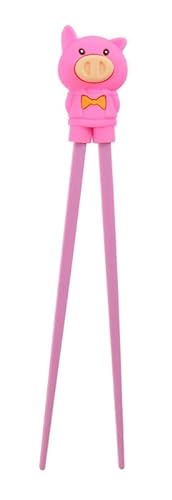TOKYO design studio ESS-Stäbchen für Kinder, rosa, 22 cm, mit süßem Schwein als Halterung für Anfänger, Stäbchen auswechselbar von TOKYO design studio
