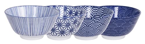 TOKYO design studio Nippon Blue Assorted Designs Rice Bowl 12x6.4cm 300ml 4pcs ASR-1 1/16 von TOKYO design studio