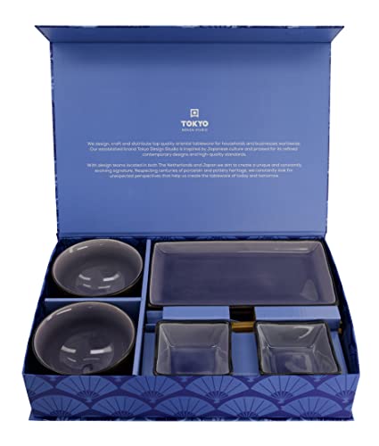 TOKYO design studio Sushi Set Blaue Welle, Set mit 2 Tellern + Zubehör von TOKYO design studio