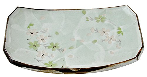 Tokio Design Studio Cosmos Rechteckiger Teller, Keramik, Grün, 18,5 x 12,5 cm von TOKYO design studio