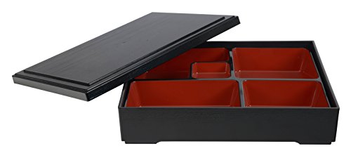 Tokio Design Studio Lackkunst Bento Box, Holz, schwarz/rot, 27,5 x 21,5 cm von TOKYO design studio