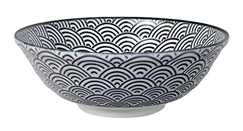 Tokio Design Studio Nippon schwarz Wave Soba Bowl 21 x 7,8 cm 1.L, schwarz/weiß von TOKYO design studio