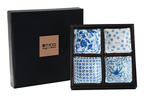Tokio Design Studio Schüssel-Set 8,5 x 8,5 x 3 cm, blau/weiß, 4 Stück von TOKYO design studio