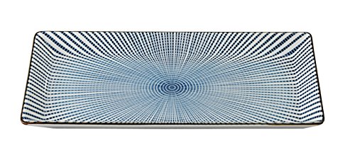 Tokio Design Studio Sendan Teller 23 x 11,5 x 2,3 cm, Blau/Weiß von TOKYO design studio