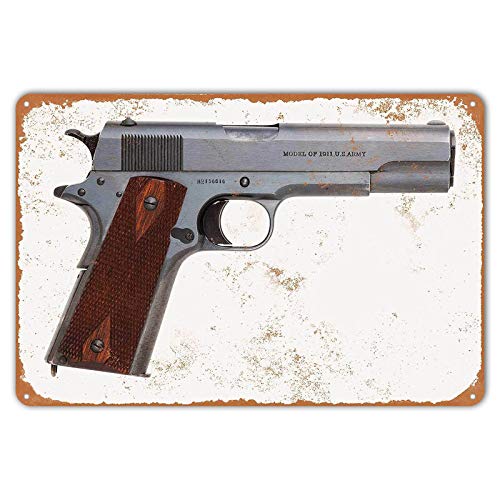 Man Cave Plaques Poster Cafe Metallschild Blechschilder Wanddekoration Vintage Style Gun Colt Modell 1911 Pistole 20,3 x 30,5 cm von TOLANK