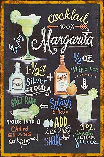 Metallplakat mit Margarita-Cocktail-Rezept, Vintage-Metall-Blechschild, 20,3 x 30,5 cm, Retro-Kunst, Zuhause, Bar, Kneipe, Garage, Geschäft, Wanddekoration, klassisches Metallschild Metallplakat mit Margarita-Cocktail-Rezept, Vintage-Metall-Blechschild, 20,3 x 30,5 cm, Retro-Kunst, Zuhause, Bar, Kneipe, Garage, Geschäft, Wanddekoration, klassisches Metallschild von TOLANK